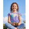 Girls T Shirts Ruffle Short Sleeve Round Neck Loose Blouse Summer Solid Color Casual Girl Tee Tops for 3-12 Years(Blue Tie-dye)