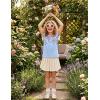 Girls T Shirts Ruffle Short Sleeve Round Neck Loose Blouse Summer Solid Color Casual Girl Tee Tops for 3-12 Years(Multi Flowers/Butterfly)