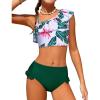 Arshiner Girls Two Piece Swimsuit Ruffles Flounce Printed Bikini Set Swimwear Girl Bathing Suits with Chest Pad(Pattern 2)