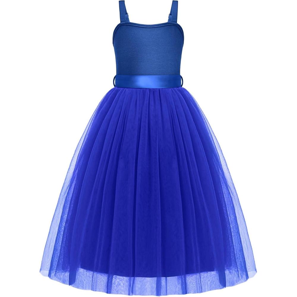 image:imageArshiner Flower Girls Dress Spaghetti Strap Formal Wedding Pageant Party Tulle Long Dresses with BeltRoyal Blue