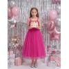 Arshiner Flower Girls Dress Spaghetti Strap Formal Wedding Pageant Party Tulle Long Dresses with Belt(Hot Pink)
