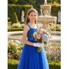 Arshiner Flower Girls Dress Spaghetti Strap Formal Wedding Pageant Party Tulle Long Dresses with Belt(Royal Blue)