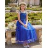 Arshiner Flower Girls Dress Spaghetti Strap Formal Wedding Pageant Party Tulle Long Dresses with Belt(Royal Blue)