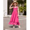 Arshiner Girls Summer Dress Boho Beach Casual Smocked Maxi Dresses(Hot Pink)