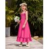 Arshiner Girls Summer Dress Boho Beach Casual Smocked Maxi Dresses(Hot Pink)