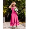 Arshiner Girls Summer Dress Boho Beach Casual Smocked Maxi Dresses(Hot Pink)
