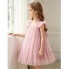 Arshiner Toddler Tulle Dress for Girls Layered Tutu Ruffle Dresses Swing Twirly Fairy Summer Birthday Party Wedding Sundress(Light Pink)