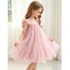 Arshiner Toddler Tulle Dress for Girls Layered Tutu Ruffle Dresses Swing Twirly Fairy Summer Birthday Party Wedding Sundress(Light Pink)