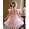 Arshiner Toddler Tulle Dress for Girls Layered Tutu Ruffle Dresses Swing Twirly Fairy Summer Birthday Party Wedding Sundress(Pink Confetti)