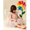 Arshiner Toddler Tulle Dress for Girls Layered Tutu Ruffle Dresses Swing Twirly Fairy Summer Birthday Party Wedding Sundress(Pink Rainbow)