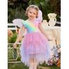 Arshiner Toddler Tutu Dress Little Girls Irregular Tulle Princess Birthday Party Formal Dresses(Gradient Star Rainbow)