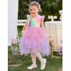 Arshiner Toddler Tutu Dress Little Girls Irregular Tulle Princess Birthday Party Formal Dresses(Gradient Star Rainbow)