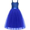 Arshiner Flower Girls Dress Spaghetti Strap Formal Wedding Pageant Party Tulle Long Dresses with Belt(Royal Blue)