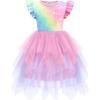 Arshiner Toddler Tutu Dress Little Girls Irregular Tulle Princess Birthday Party Formal Dresses(Gradient Star Rainbow)
