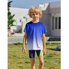 Arshiner Boys UPF 50+ Rash Guard Swim Shirts Short Sleeve Quick Dry UV Protection Sun Shirt for Boys and Girls(Gradient Blue White)
