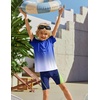 Arshiner Boys UPF 50+ Rash Guard Swim Shirts Short Sleeve Quick Dry UV Protection Sun Shirt for Boys and Girls(Gradient Blue White)
