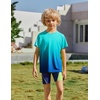 Arshiner Boys UPF 50+ Rash Guard Swim Shirts Short Sleeve Quick Dry UV Protection Sun Shirt for Boys and Girls(Gradient Ocean)