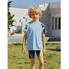 Arshiner Boys UPF 50+ Rash Guard Swim Shirts Short Sleeve Quick Dry UV Protection Sun Shirt for Boys and Girls(Light Blue)