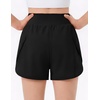 Arshiner Girls Athletic Shorts Crossover High Waisted 2 in 1 Running Shorts with Pockets for Kids Sports Volleyball Soccer(Black)