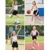 Arshiner Girls Athletic Shorts Crossover High Waisted 2 in 1 Running Shorts with Pockets for Kids Sports Volleyball Soccer(Black)