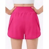 Arshiner Girls Athletic Shorts Crossover High Waisted 2 in 1 Running Shorts with Pockets for Kids Sports Volleyball Soccer(Hot Pink)