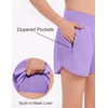 Arshiner Girls Athletic Shorts Crossover High Waisted 2 in 1 Running Shorts with Pockets for Kids Sports Volleyball Soccer(Lavender)