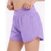 Arshiner Girls Athletic Shorts Crossover High Waisted 2 in 1 Running Shorts with Pockets for Kids Sports Volleyball Soccer(Lavender)