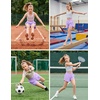 Arshiner Girls Athletic Shorts Crossover High Waisted 2 in 1 Running Shorts with Pockets for Kids Sports Volleyball Soccer(Lavender)