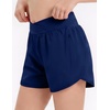 Arshiner Girls Athletic Shorts Crossover High Waisted 2 in 1 Running Shorts with Pockets for Kids Sports Volleyball Soccer(Navy Blue)