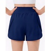 Arshiner Girls Athletic Shorts Crossover High Waisted 2 in 1 Running Shorts with Pockets for Kids Sports Volleyball Soccer(Navy Blue)