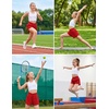 Arshiner Girls Athletic Shorts Crossover High Waisted 2 in 1 Running Shorts with Pockets for Kids Sports Volleyball Soccer(Red)
