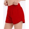 Arshiner Girls Athletic Shorts Crossover High Waisted 2 in 1 Running Shorts with Pockets for Kids Sports Volleyball Soccer(Red)