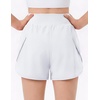Arshiner Girls Athletic Shorts Crossover High Waisted 2 in 1 Running Shorts with Pockets for Kids Sports Volleyball Soccer(White)