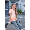 Arshiner Girls Shirts Mesh Puff Short Sleeves Blouse Crewneck Cute Print Summer Kids Tee Tops(Flowers-pink)