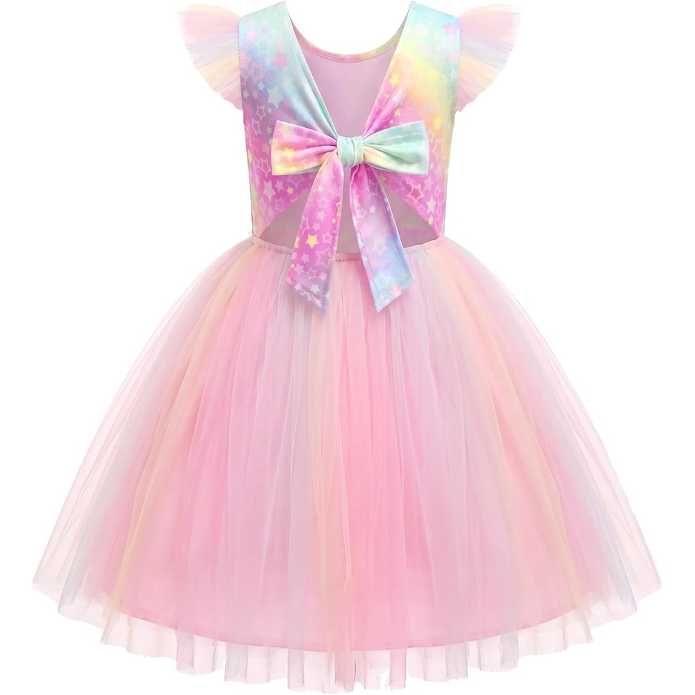 image:imageArshiner Toddler Tutu Dress Little Girls Summer Tulle Backless Party Birthday Cotton Dresses 26YRainbow Star