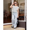 Arshiner Girls T Shirts Cap Sleeves Casual Summer Tops Crewneck Tank Loose Fit Fashion Blouse Tee(Black&white Stripe)