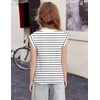 Arshiner Girls T Shirts Cap Sleeves Casual Summer Tops Crewneck Tank Loose Fit Fashion Blouse Tee(Black&white Stripe)