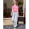 Arshiner Girls T Shirts Cap Sleeves Casual Summer Tops Crewneck Tank Loose Fit Fashion Blouse Tee(Pink Tie Dye)