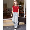 Arshiner Girls T Shirts Cap Sleeves Casual Summer Tops Crewneck Tank Loose Fit Fashion Blouse Tee(Red)