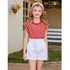 Arshiner Girls T Shirts Cap Sleeves Casual Summer Tops Crewneck Tank Loose Fit Fashion Blouse Tee(Red Stripe)