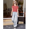 Arshiner Girls T Shirts Cap Sleeves Casual Summer Tops Crewneck Tank Loose Fit Fashion Blouse Tee(Red Stripe)