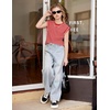 Arshiner Girls T Shirts Cap Sleeves Casual Summer Tops Crewneck Tank Loose Fit Fashion Blouse Tee(Red Stripe)