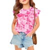 Arshiner Girls T Shirts Cap Sleeves Casual Summer Tops Crewneck Tank Loose Fit Fashion Blouse Tee(Pink Tie Dye)