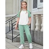Arshiner Girls 2 Piece Outfits Fashion Clothes Short Sleeve Tops and Jogger Pants Kids Tracksuit Sweatsuits Set(Light Green)