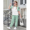 Arshiner Girls 2 Piece Outfits Fashion Clothes Short Sleeve Tops and Jogger Pants Kids Tracksuit Sweatsuits Set(Light Green)