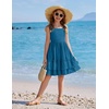 Arshiner Girls Cami Summer Dress Boho Sleeveless Casual Sundress with Pockets for 4-12 Y(Deep Lake Blue)