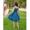Arshiner Girls Cami Summer Dress Boho Sleeveless Casual Sundress with Pockets for 4-12 Y(Deep Lake Blue)