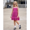 Arshiner Girls Cami Summer Dress Boho Sleeveless Casual Sundress with Pockets for 4-12 Y(Rose Red)