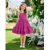 Arshiner Girls Cami Summer Dress Boho Sleeveless Casual Sundress with Pockets for 4-12 Y(Rose Red)