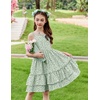 Arshiner Girls Cami Summer Dress Boho Sleeveless Casual Sundress with Pockets for 4-12 Y(Sage Floral)